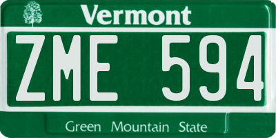 VT license plate ZME594