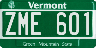 VT license plate ZME601