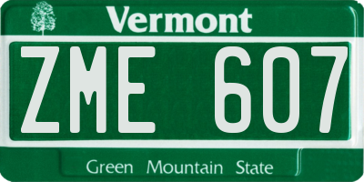 VT license plate ZME607