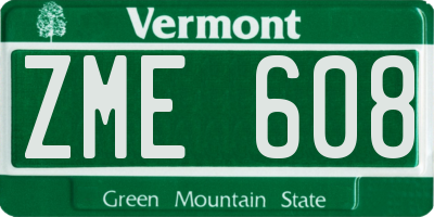 VT license plate ZME608