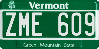 VT license plate ZME609