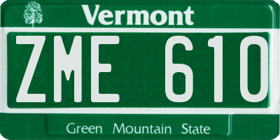 VT license plate ZME610