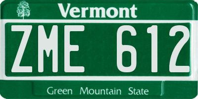 VT license plate ZME612