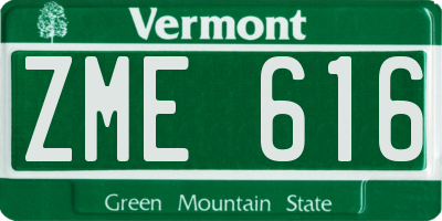 VT license plate ZME616