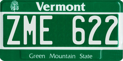 VT license plate ZME622