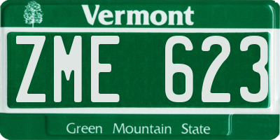 VT license plate ZME623