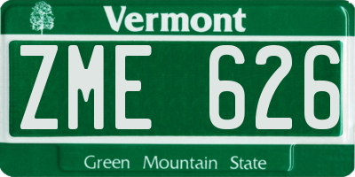 VT license plate ZME626