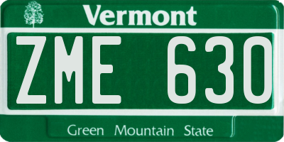 VT license plate ZME630