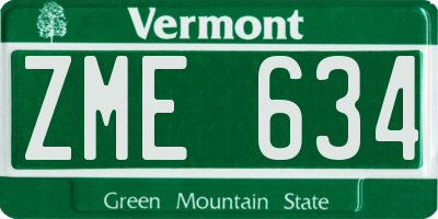 VT license plate ZME634