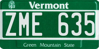 VT license plate ZME635