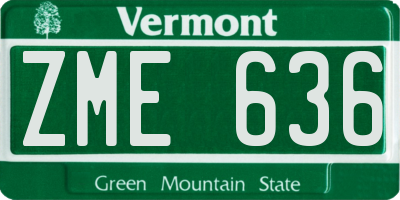 VT license plate ZME636