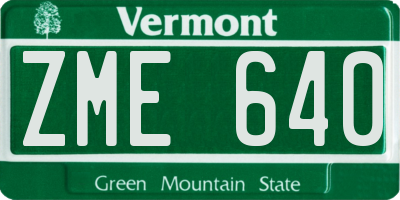 VT license plate ZME640