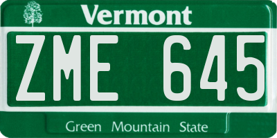 VT license plate ZME645