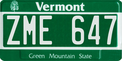VT license plate ZME647