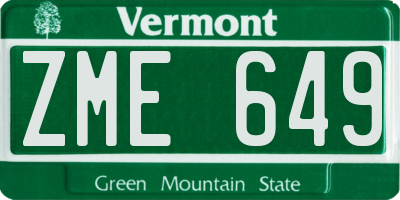 VT license plate ZME649
