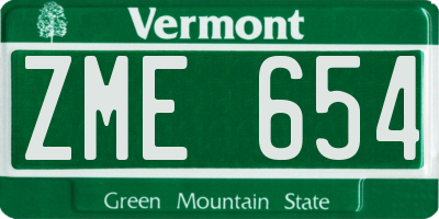 VT license plate ZME654