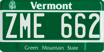VT license plate ZME662