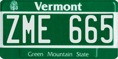 VT license plate ZME665