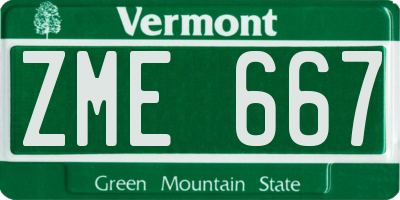 VT license plate ZME667