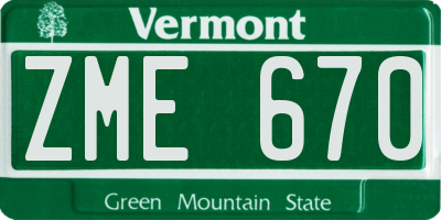 VT license plate ZME670