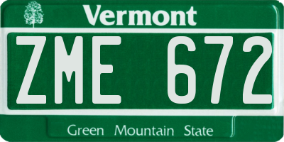 VT license plate ZME672