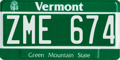 VT license plate ZME674