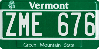 VT license plate ZME676