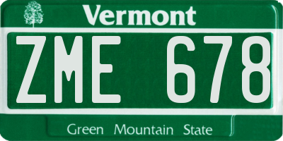 VT license plate ZME678