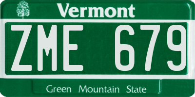 VT license plate ZME679
