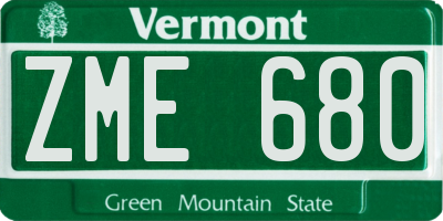 VT license plate ZME680