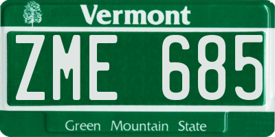 VT license plate ZME685