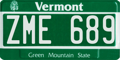 VT license plate ZME689