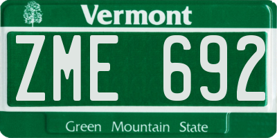 VT license plate ZME692
