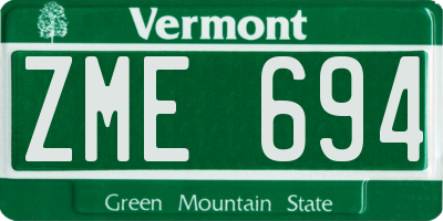 VT license plate ZME694