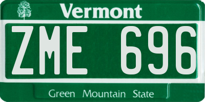VT license plate ZME696