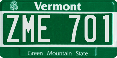 VT license plate ZME701