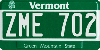 VT license plate ZME702