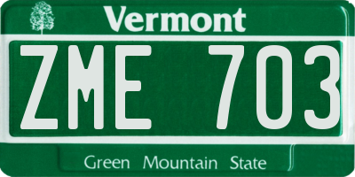 VT license plate ZME703
