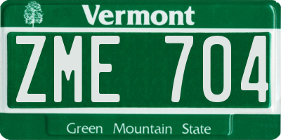 VT license plate ZME704