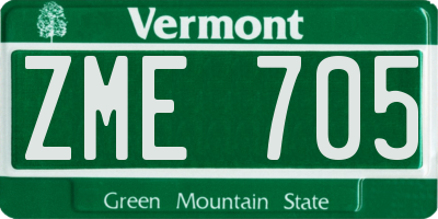 VT license plate ZME705