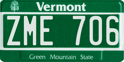 VT license plate ZME706