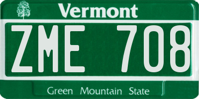 VT license plate ZME708