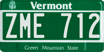 VT license plate ZME712