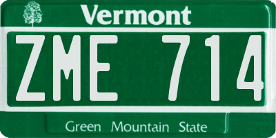 VT license plate ZME714