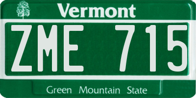 VT license plate ZME715