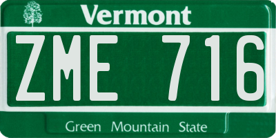 VT license plate ZME716