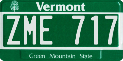 VT license plate ZME717