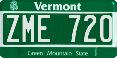 VT license plate ZME720