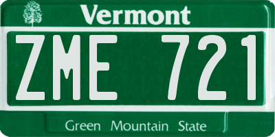 VT license plate ZME721