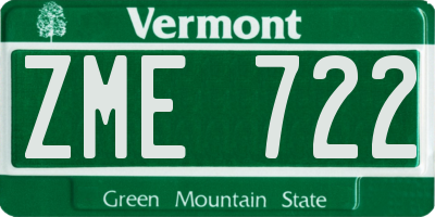 VT license plate ZME722